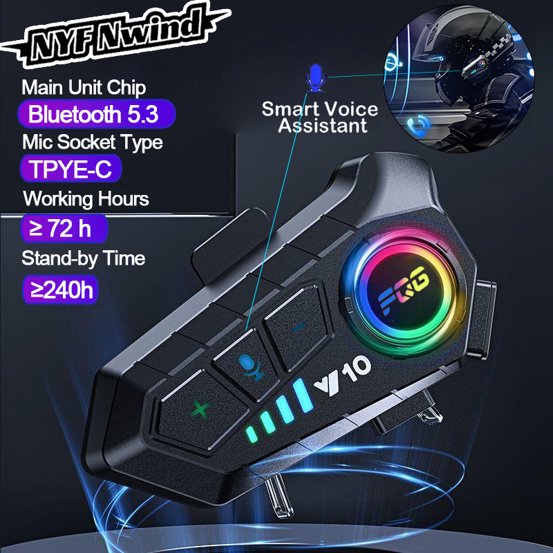 Full Face Motorcycle Helmet With Bluetooth - ชุดหูฟังบลูทูธแบบแฮนด์ฟรีไร้สายสำหรับ5.3รถจักรยานยนต์ชุดโทรแฮนด์ฟรีกันน้ำเครื่องเล่นเพลงหูฟังโมโตหูฟังสื่อสารหมวกกันน็อค