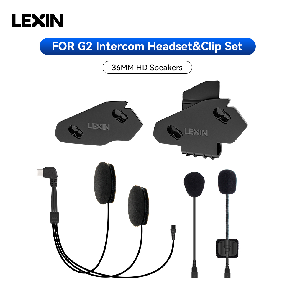 Universal Motorcycle Helmet Intercom Headset - LEXIN-G2 ชุดหูฟังอินเตอร์คอมรถจักรยานยนต์และคลิปอุปกรณ์เสริมสําหรับปลั๊กชุดหูฟังอินเตอร์คอมหมวกกันน็อคเต็ม/ครึ่ง