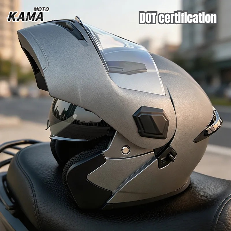 Modular Flip Up Motorcycle Helmet Dot Approved - หมวกกันน็อคมอเตอร์ไซค์แบบเปิดหน้าได้ ปรับเปลี่ยนได้ สำหรับผู้ชายและผู้หญิง หมวกกันน็อคเต็มใบและแบบเปิดหน้า สำหรับผู้ใหญ่ ใช้กับสกู๊ตเตอร์ไฟฟ้า