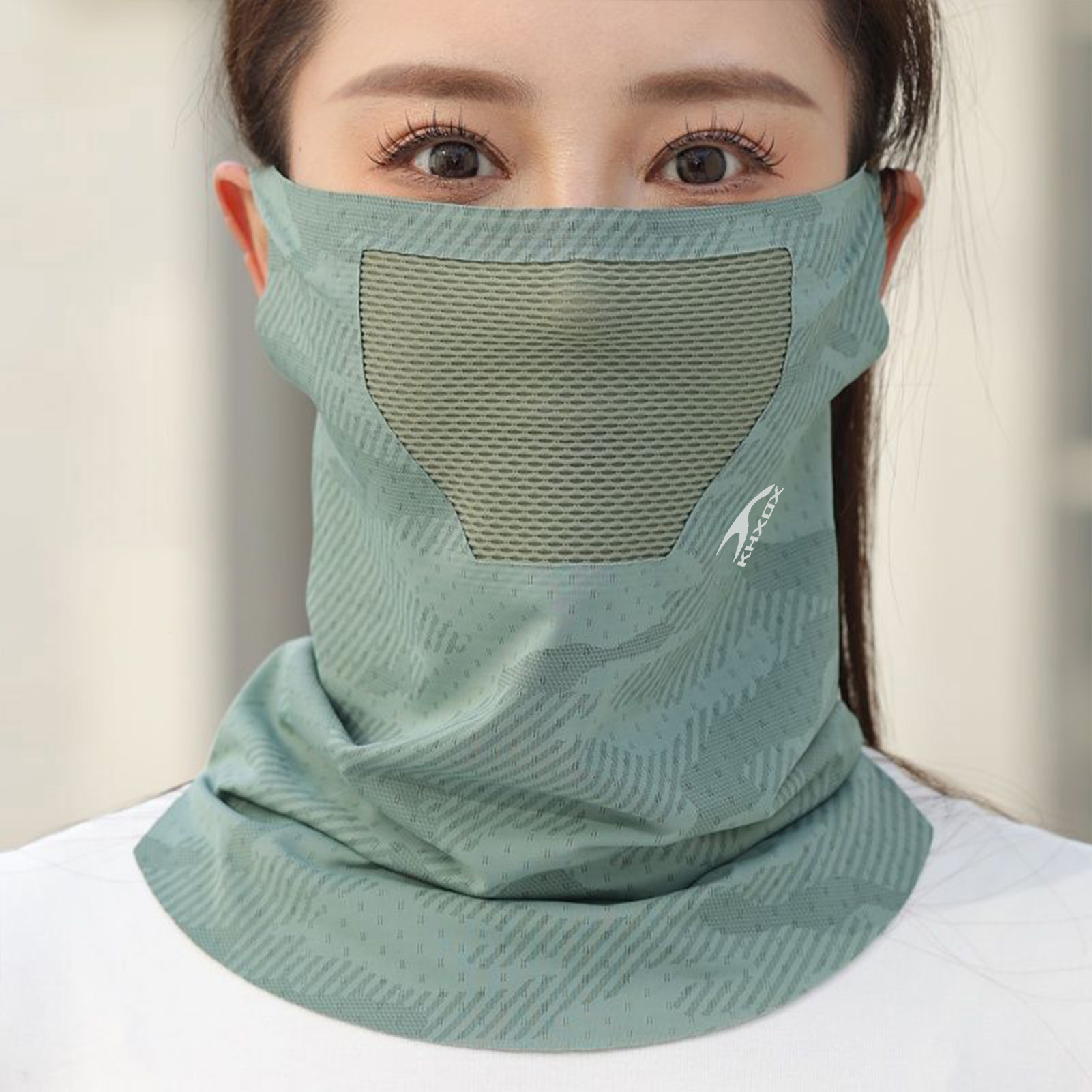 Riding Gear - หน้ากากปิดหน้าสำหรับปั่นจักรยานกลางแจ้ง ระบายอากาศได้ดี ป้องกันแสงแดด ปิดคอ น้ำหนักเบา อุปกรณ์กีฬาสำหรับผู้หญิง