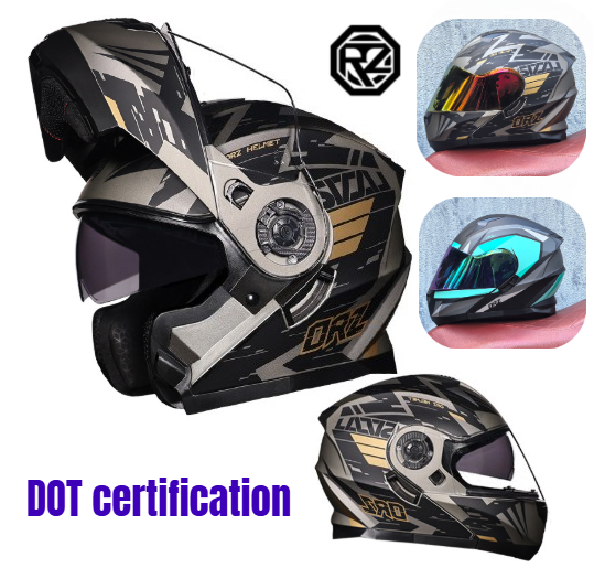 Dual Visor Motorcycle Racing Helmet - Orz Full Face Dual Visor หมวกกันน็อครถจักรยานยนต์
