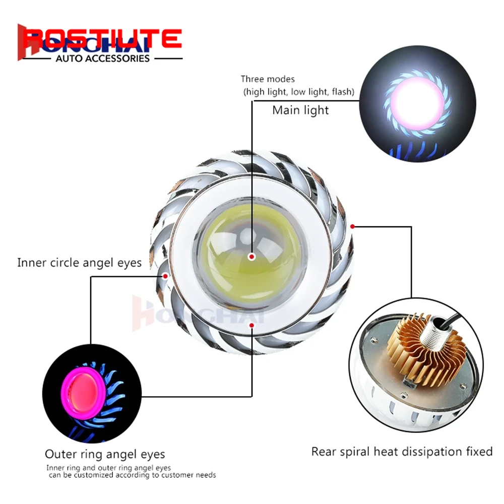 สูง/ต่ํา Beam Double Angel Eye - Universal Motorcycle Led Headlight Projector บทวิจารณ์และราคา