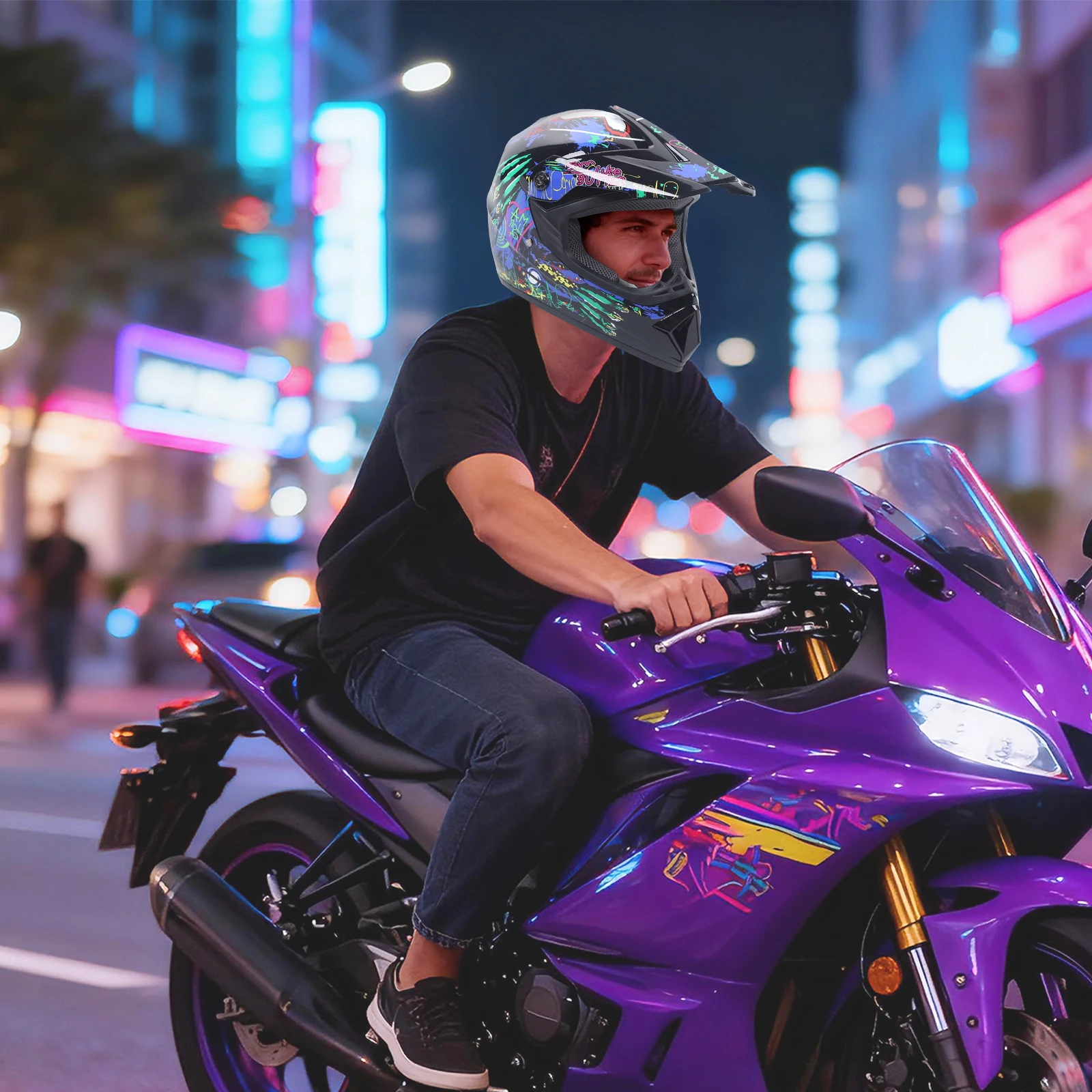 ชุดหมวกกันน็อคมอเตอร์ครอส, หมว - Off Road Motocross Helmet Goggles Set บทวิจารณ์และราคา