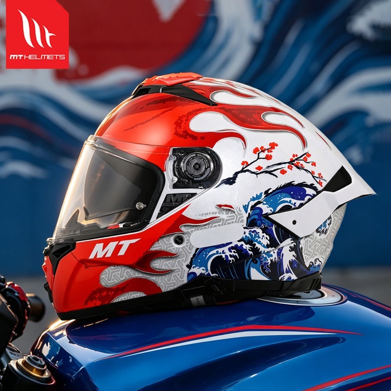 หมวกกันน็อคมอเตอร์ไซค์แบบเต็มใ - Dual Visor Motorcycle Racing Helmet บทวิจารณ์และราคา