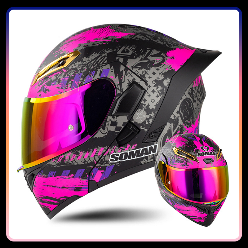 หมวกกันน็อคมอเตอร์ไซค์สำหรับผู - Modular Flip Up Motorcycle Helmet Dot Approved บทวิจารณ์และราคา