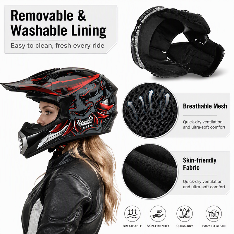 ชุดหมวกกันน็อคโมโตครอส Uchoose - Off Road Motocross Helmet Goggles Set บทวิจารณ์และราคา